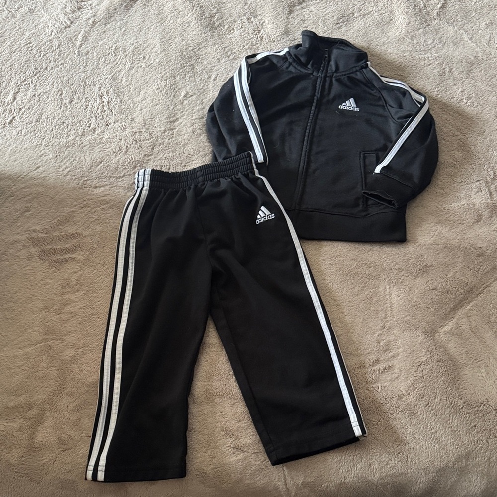 adidas Black Kids Track Joggers with White 3-Stripe Trim